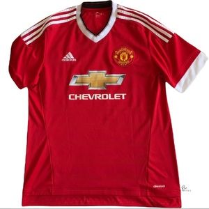 New Adidas Manchester United  Mens Large red clima cool jersey Chevrolet